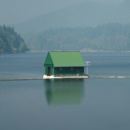 casa verde nel lago